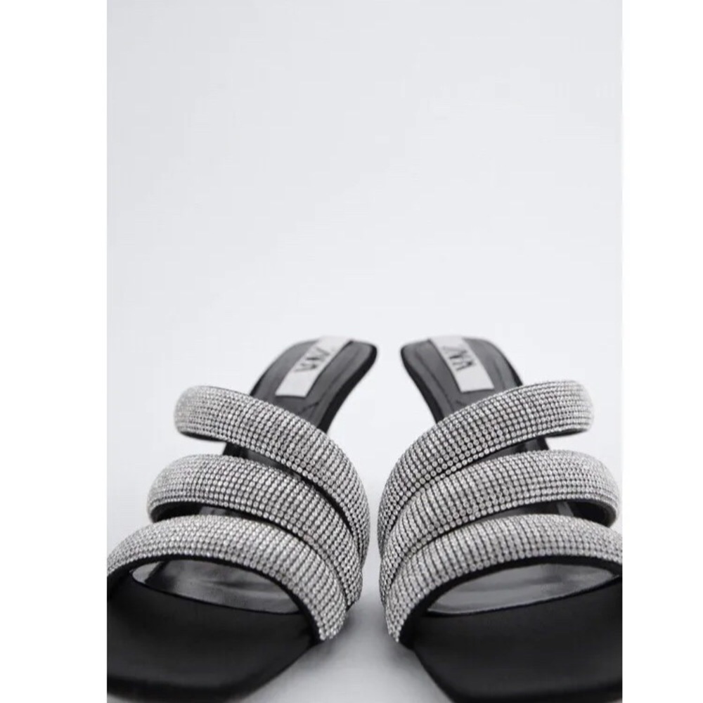 NWT ZARA Sparkly Strap Heeled Sandals Gorgeous Elegant Size 6.5​​​ - Picture 3 of 6
